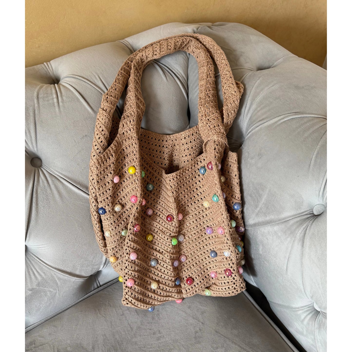 Bella Woven Pearl Tote Bag - Kiyana Boutique