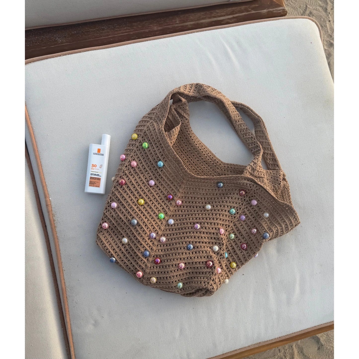 Bella Woven Pearl Tote Bag - Kiyana Boutique