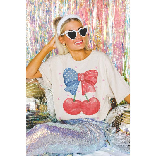 Coquette Cherry Oversized Graphic Tee - Kiyana Boutique