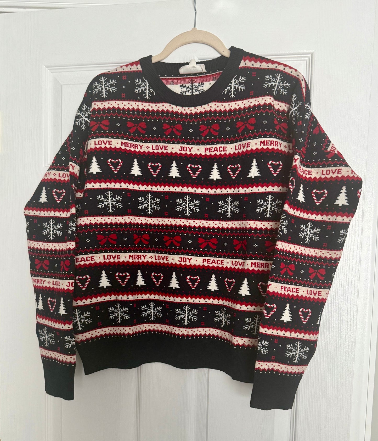 Peace & Joy Holiday Christmas Sweater-Festive Patterned Pullover