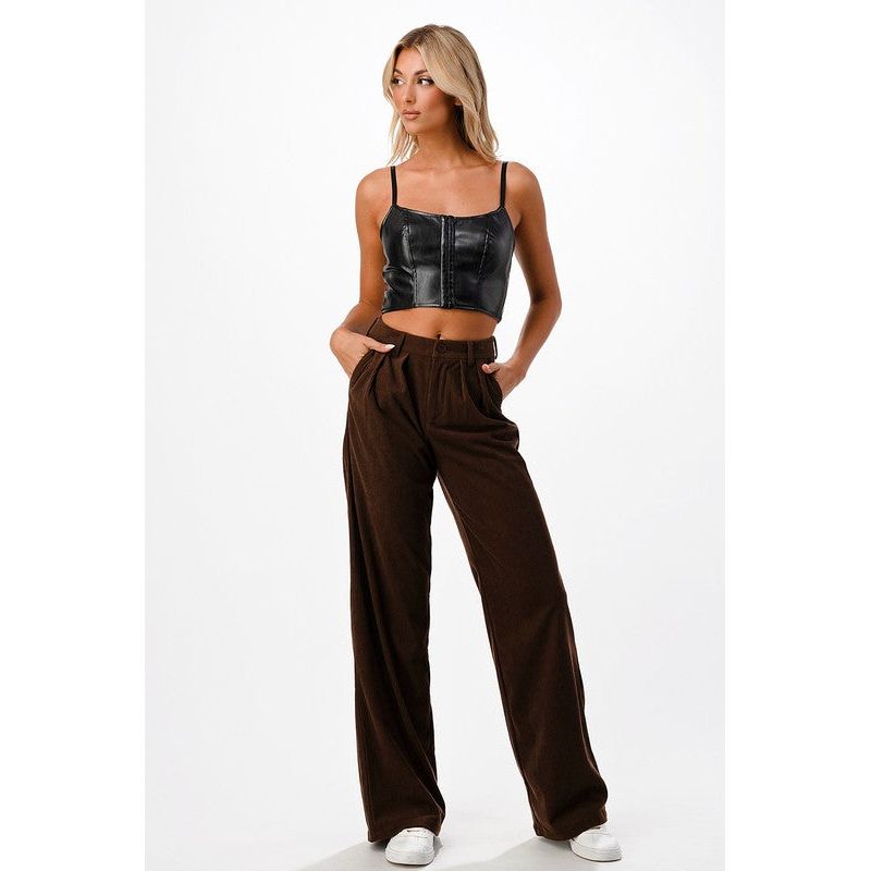 Erin Brown Corduroy Wide Leg Pant - Kiyana Boutique