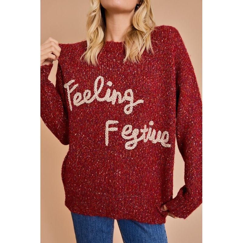 Feeling Festive Holiday Christmas Sweater - Kiyana Boutique