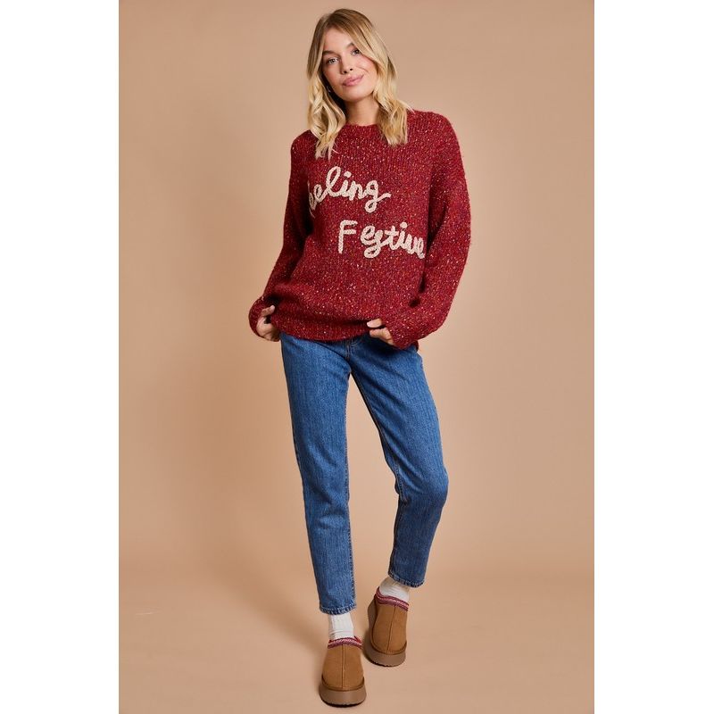 Feeling Festive Holiday Christmas Sweater - Kiyana Boutique