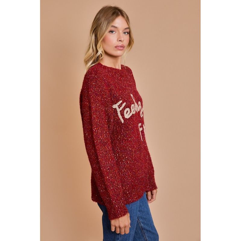 Feeling Festive Holiday Christmas Sweater - Kiyana Boutique