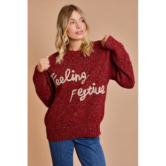 Feeling Festive Holiday Christmas Sweater - Kiyana Boutique
