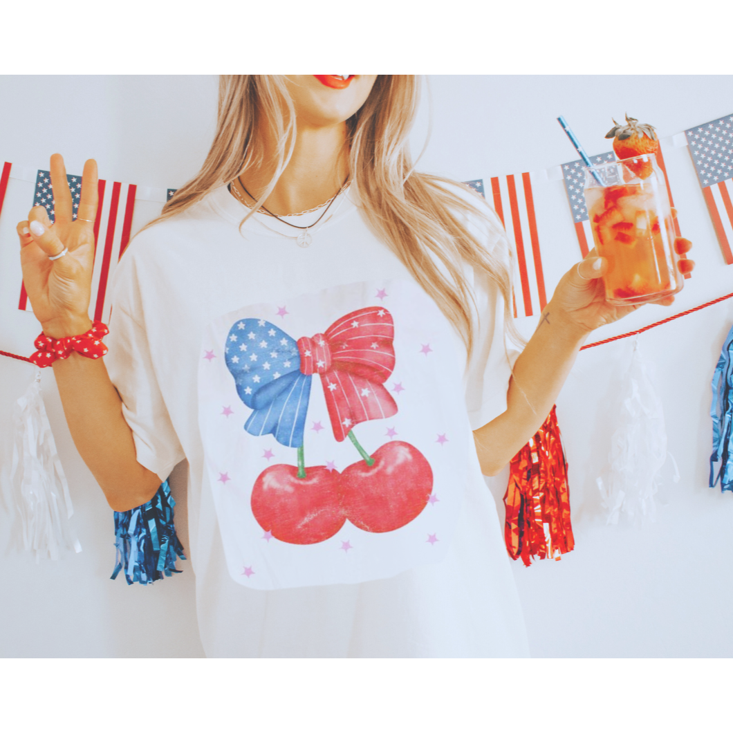 Coquette Cherry Oversized Graphic Tee - Kiyana Boutique