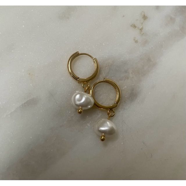 Gemma Pearl Drop Hoop Earrings - Kiyana Boutique