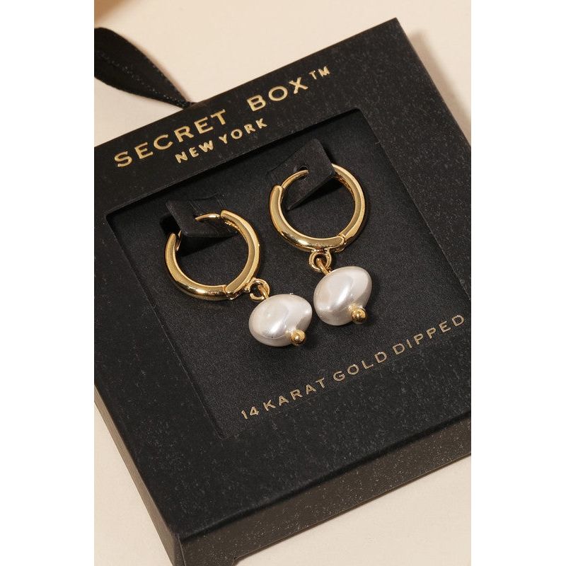 Gemma Pearl Drop Hoop Earrings - Kiyana Boutique