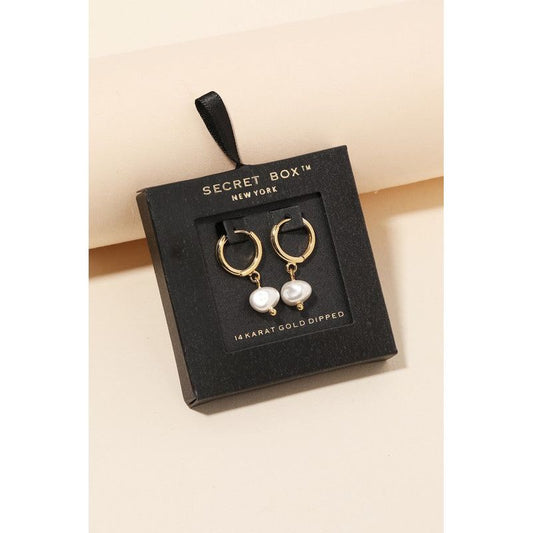 Gemma Pearl Drop Hoop Earrings - Kiyana Boutique