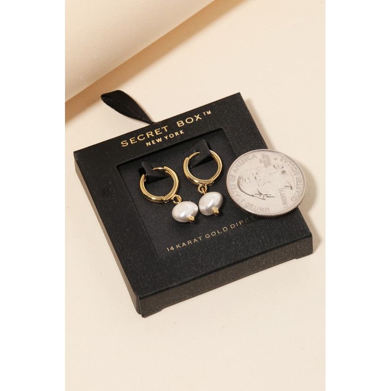 Gemma Pearl Drop Hoop Earrings - Kiyana Boutique