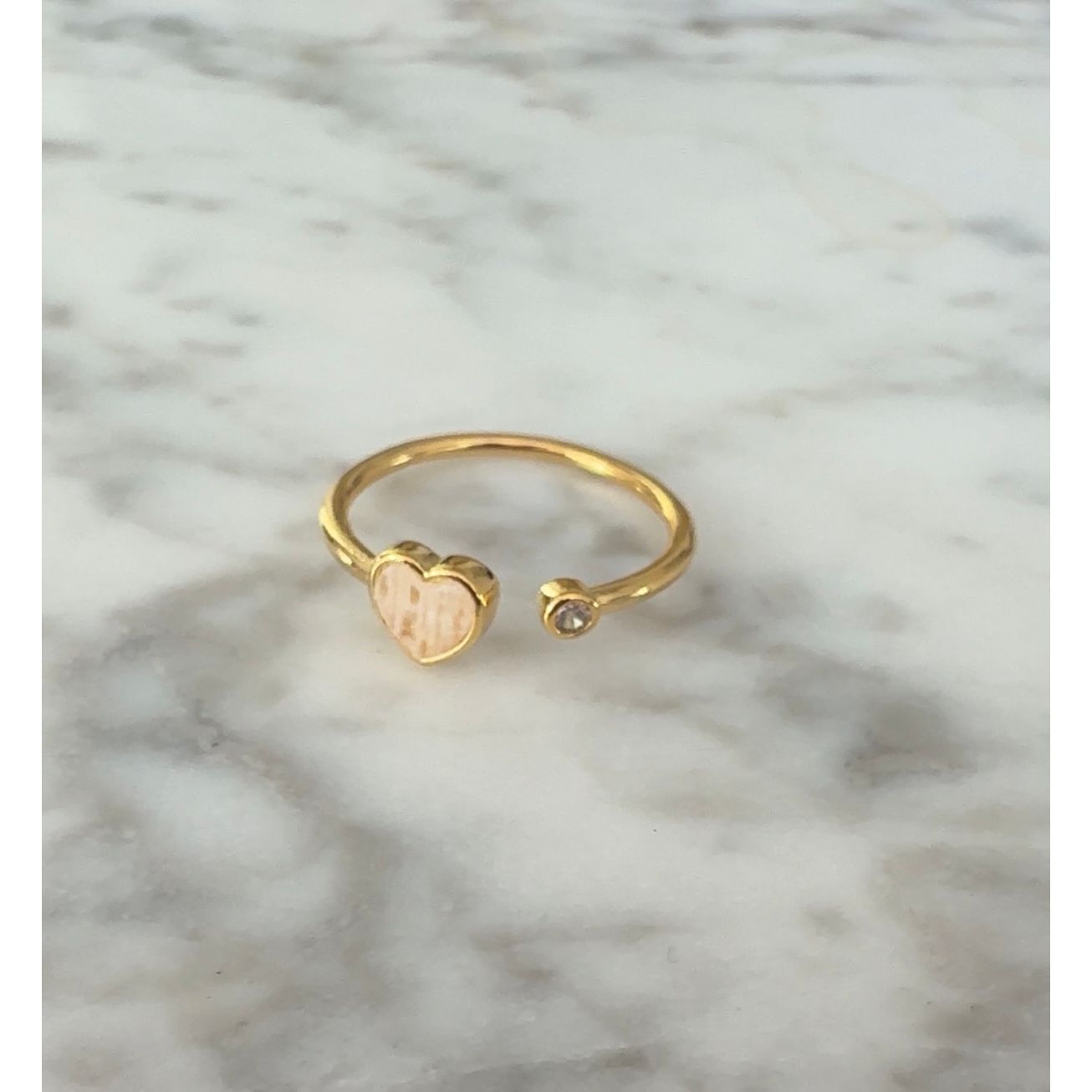 Heart Gemstone and Cz Stud Open Band Ring - Kiyana Boutique