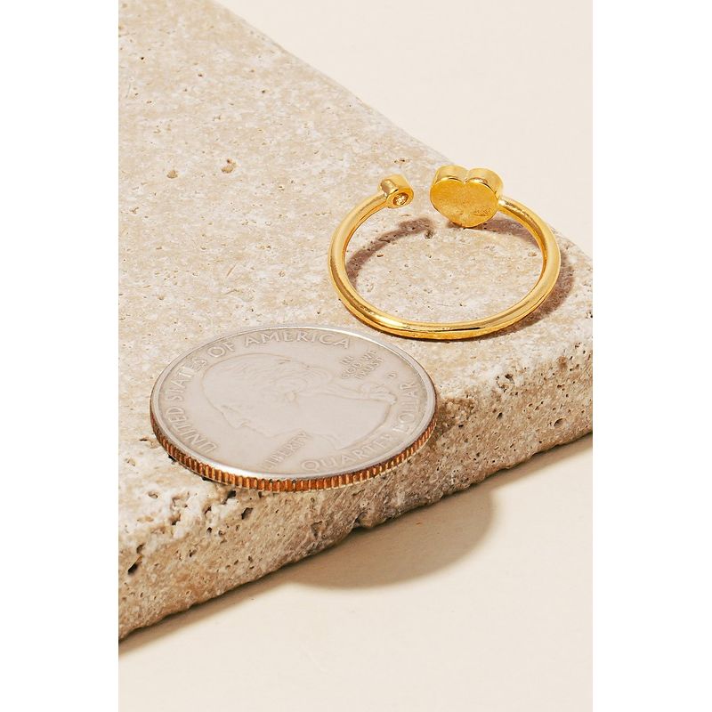 Heart Gemstone and Cz Stud Open Band Ring - Kiyana Boutique