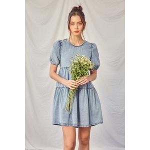 Sienna Cross Back Denim Dress - Kiyana Boutique