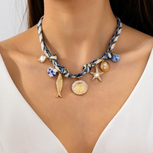 Lisboa Rope Starfish Charm Necklace - Kiyana Boutique