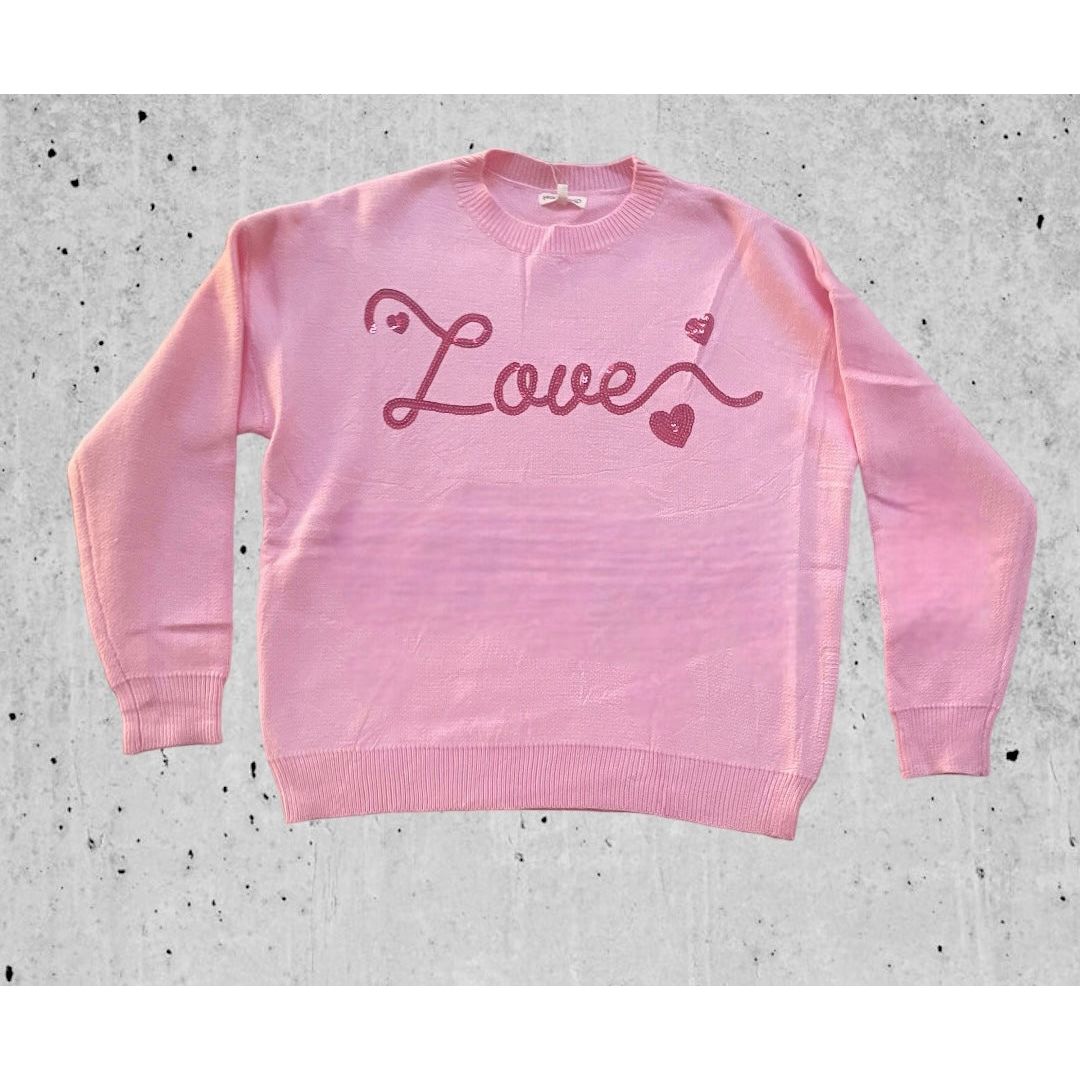 Love Sequin Heart Sweater - Kiyana Boutique