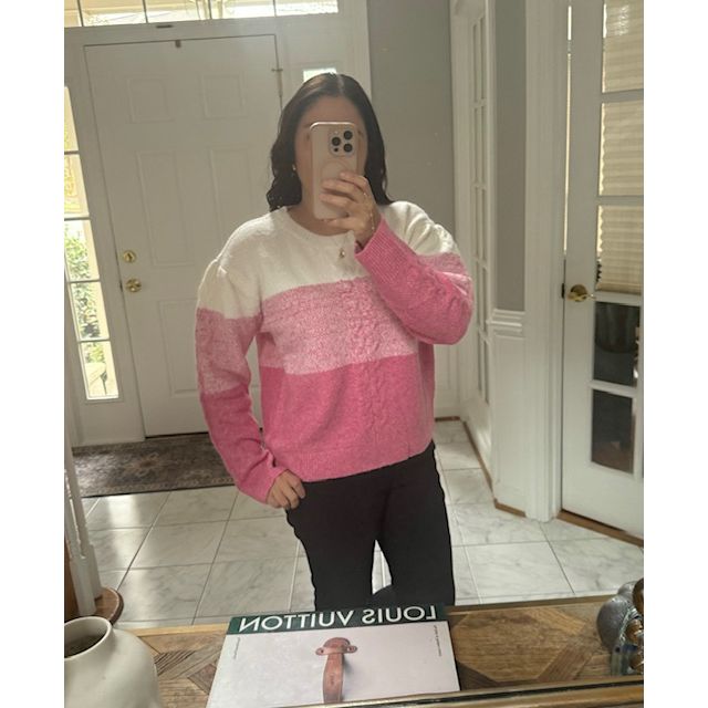 Madison Color Block Cable-Knit Sweater - Kiyana Boutique
