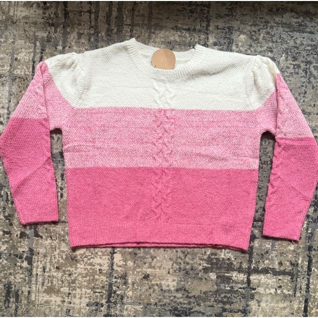 Madison Color Block Cable-Knit Sweater - Kiyana Boutique