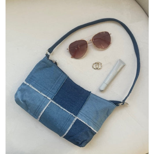 Melanie Denim Patchwork Bag - Kiyana Boutique