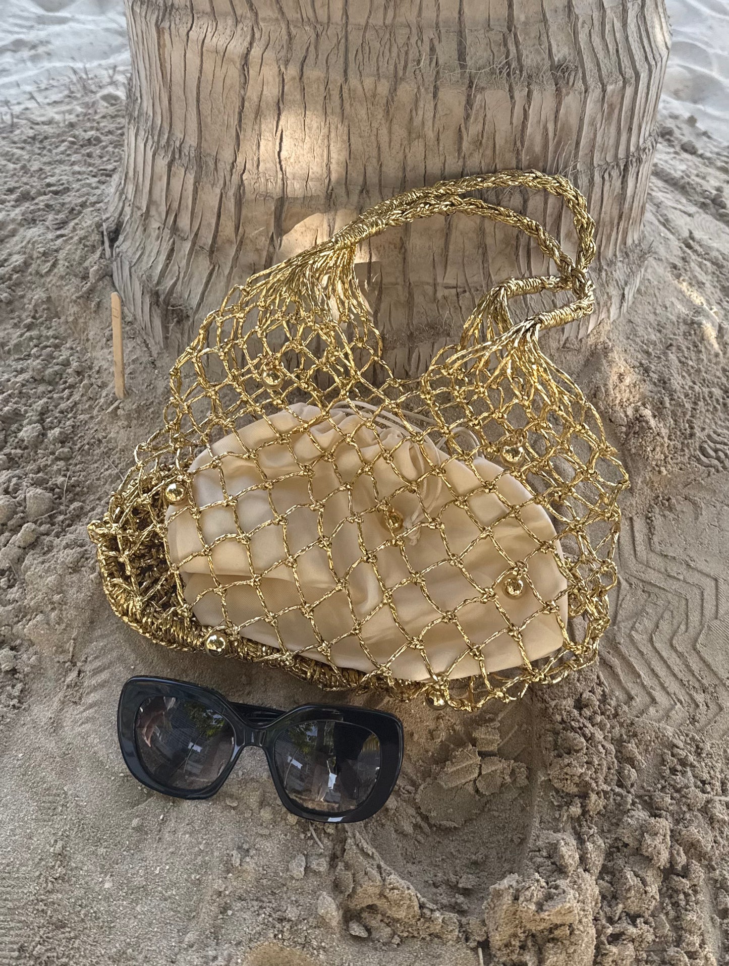 Nadia Gold Woven Bag - Kiyana Boutique