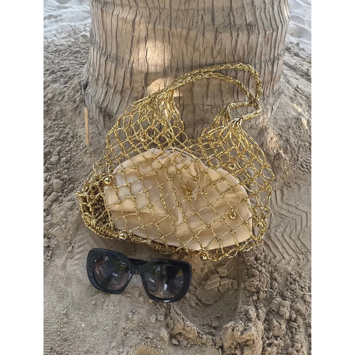 Nadia Gold Woven Bag - Kiyana Boutique