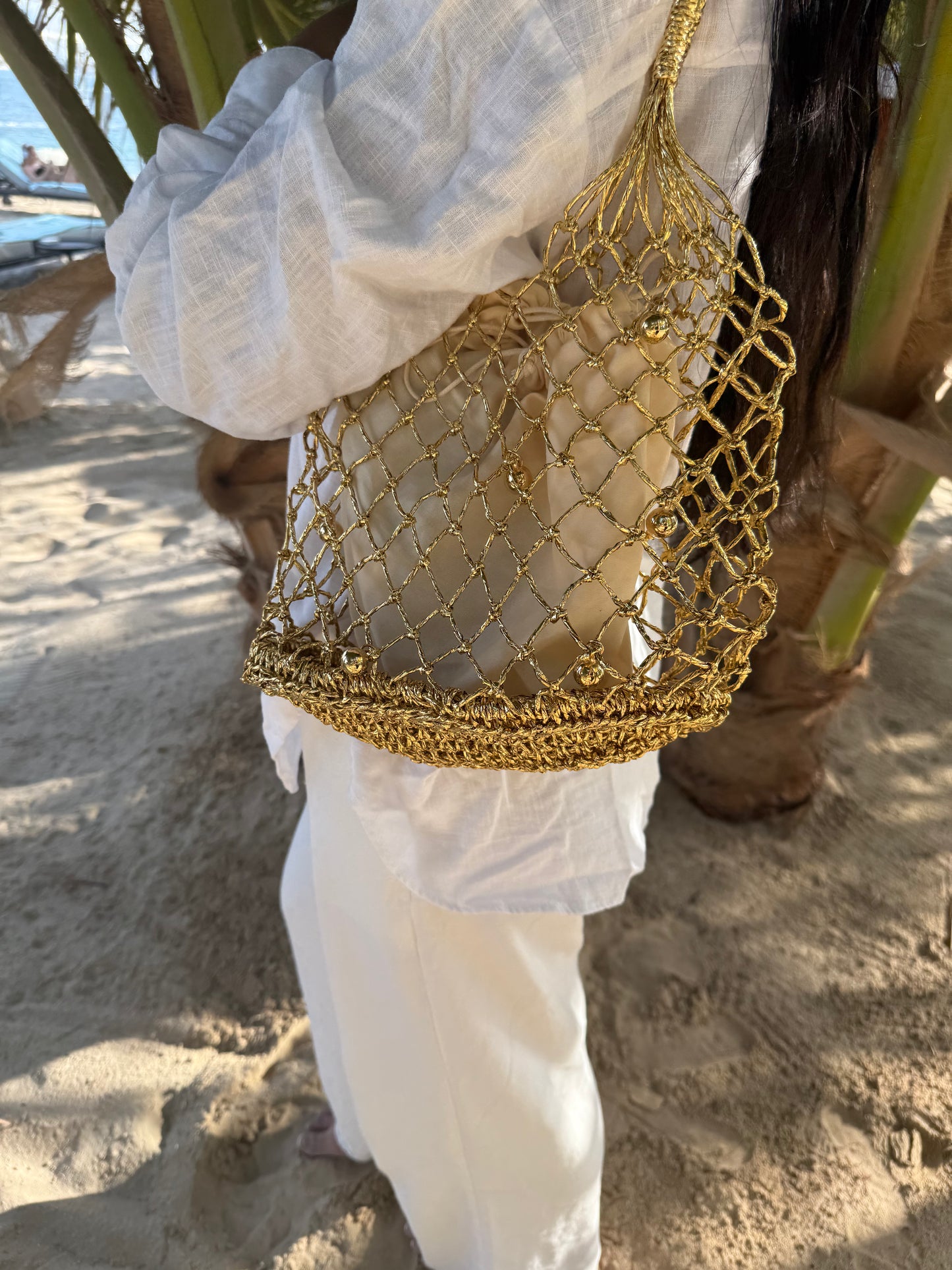 Nadia Gold Woven Bag - Kiyana Boutique