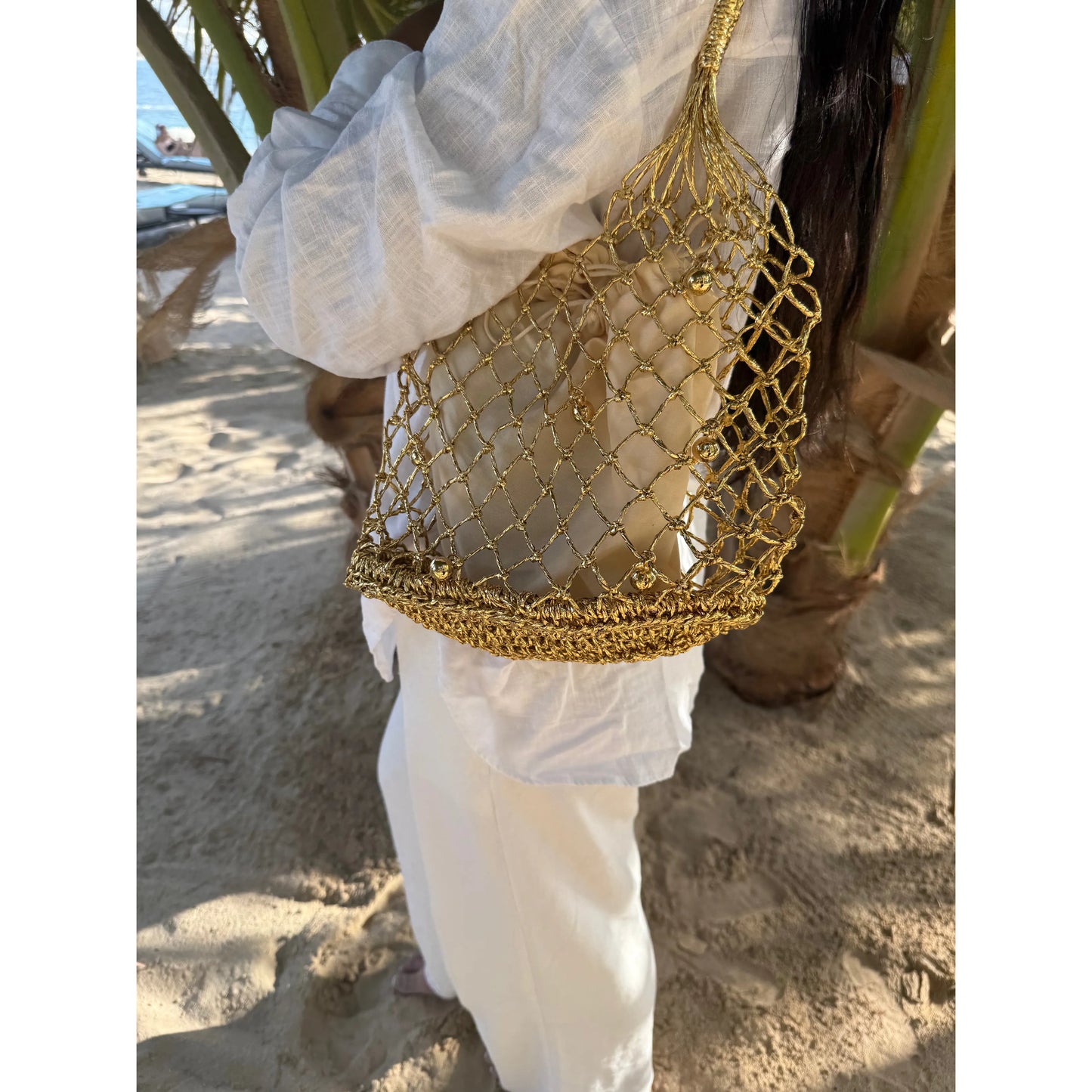 Nadia Gold Woven Bag - Kiyana Boutique