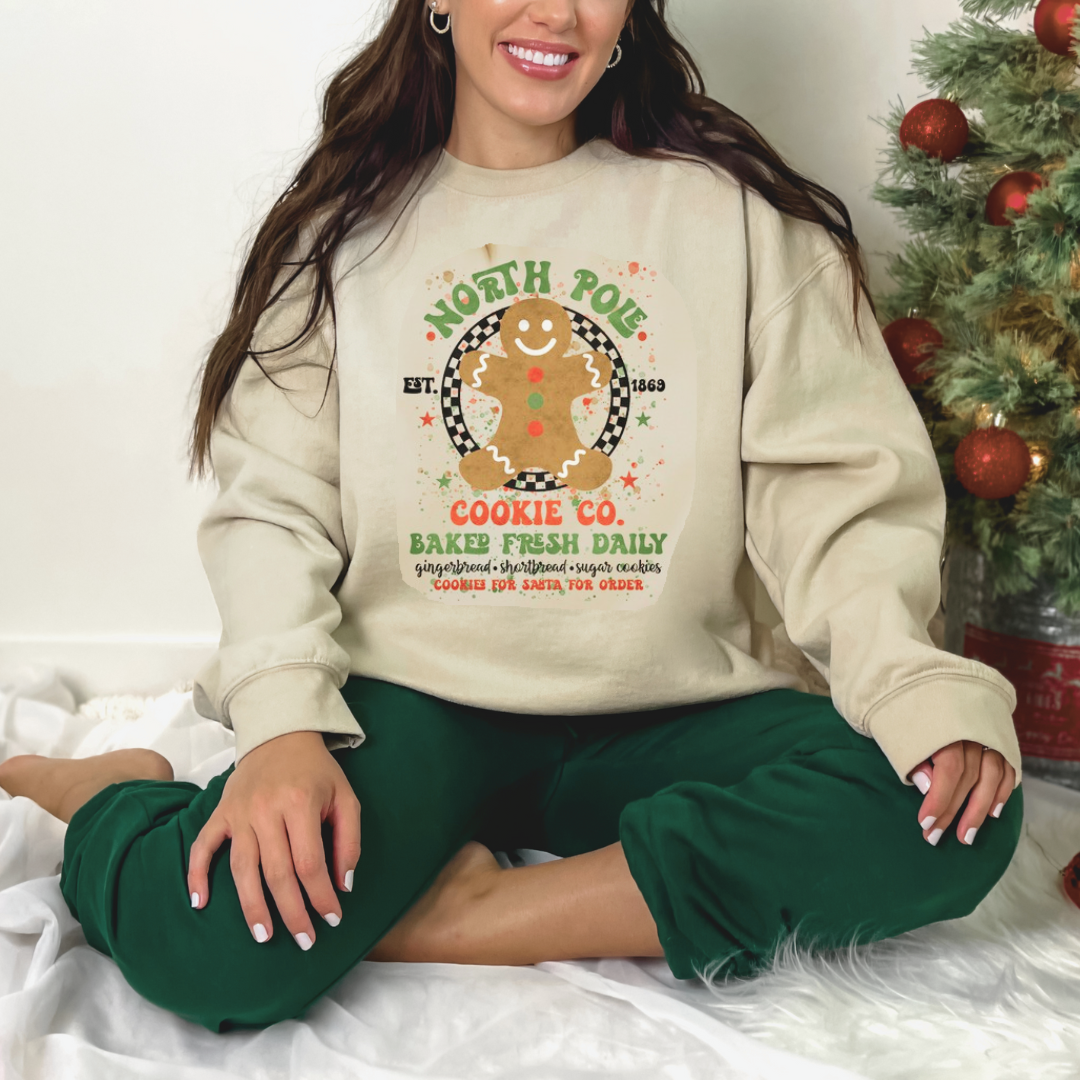 North Pole Cookie Co. Gingerbread Graphic Sweatshirt - Kiyana Boutique