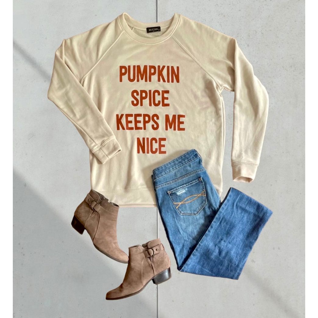 Pumpkin Spice Keeps Me Nice Graphic Sweatshirt - Kiyana Boutique