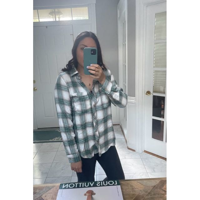 Paige Green Plaid Button Down Shirt - Kiyana Boutique