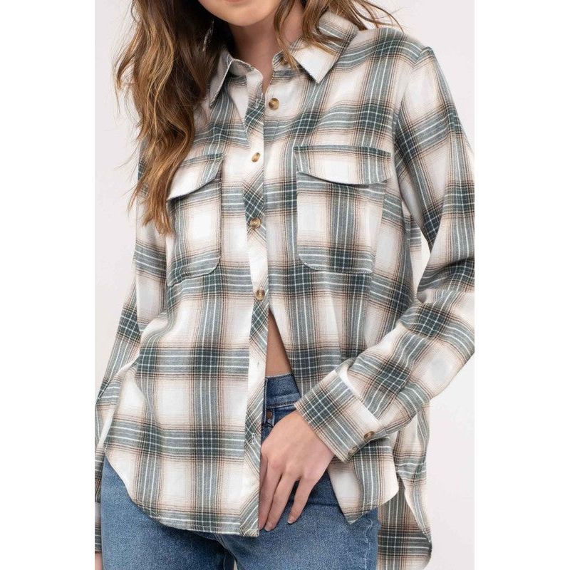 Paige Green Plaid Button Down Shirt - Kiyana Boutique