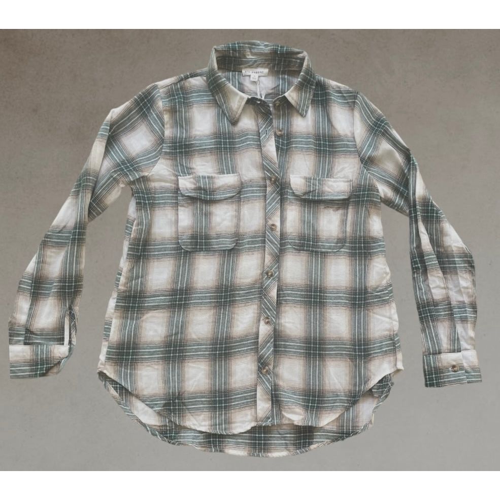 Paige Green Plaid Button Down Shirt - Kiyana Boutique