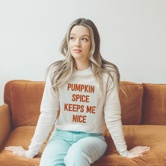 Pumpkin Spice Keeps Me Nice Graphic Sweatshirt - Kiyana Boutique