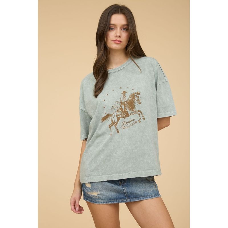 Rodeo Western Cowboy Relaxed Fit Graphic Tee - Kiyana Boutique