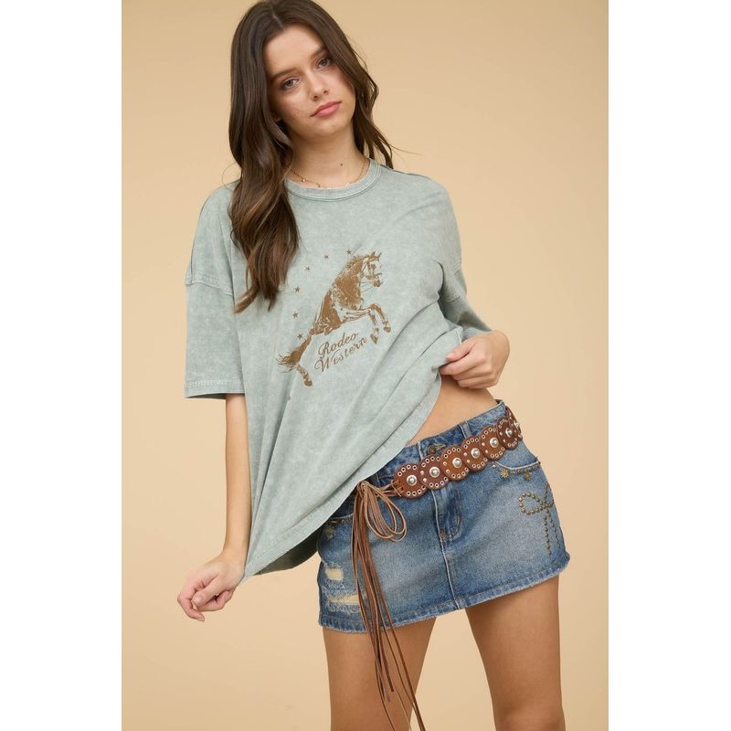 Rodeo Western Cowboy Relaxed Fit Graphic Tee - Kiyana Boutique