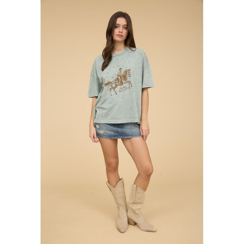 Rodeo Western Cowboy Relaxed Fit Graphic Tee - Kiyana Boutique