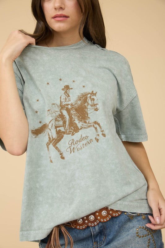 Rodeo Western Cowboy Relaxed Fit Graphic Tee - Kiyana Boutique
