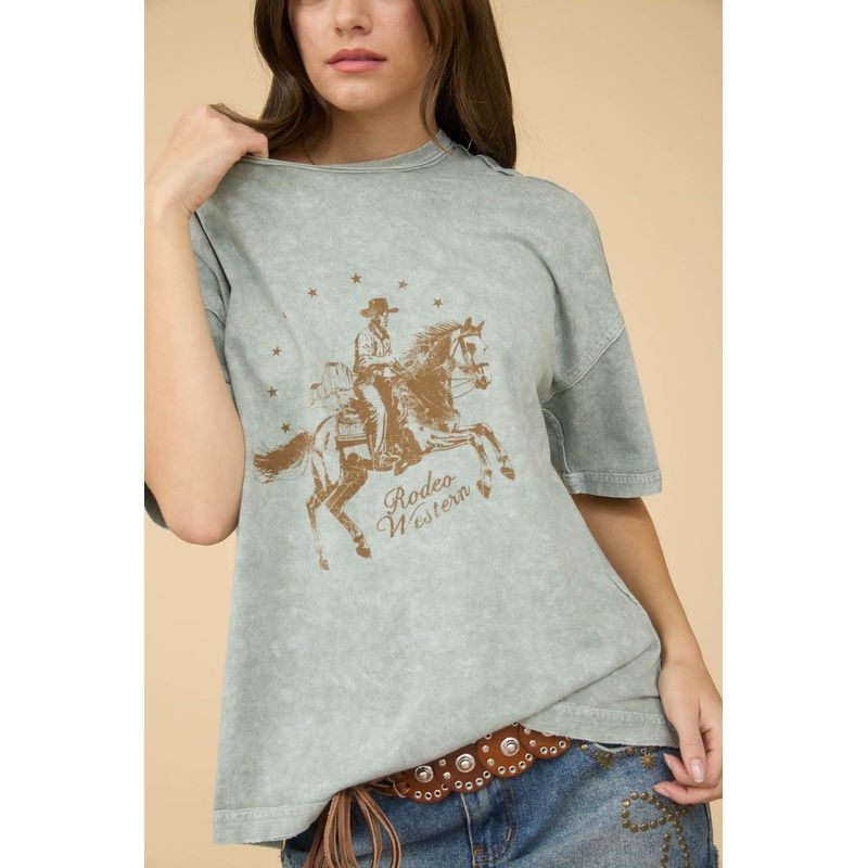 Rodeo Western Cowboy Relaxed Fit Graphic Tee - Kiyana Boutique