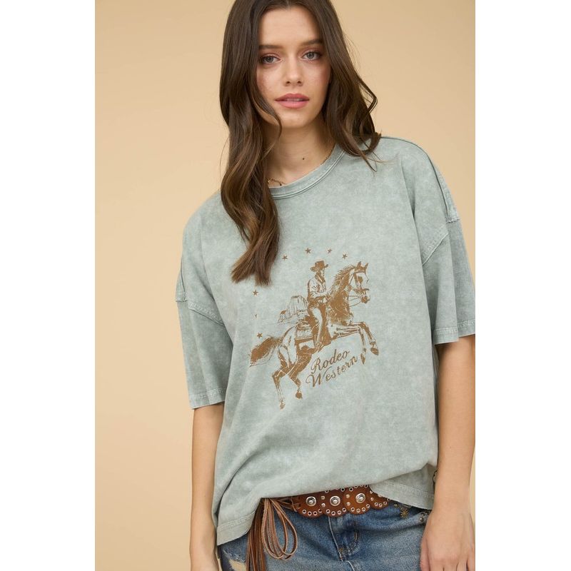 Rodeo Western Cowboy Relaxed Fit Graphic Tee - Kiyana Boutique