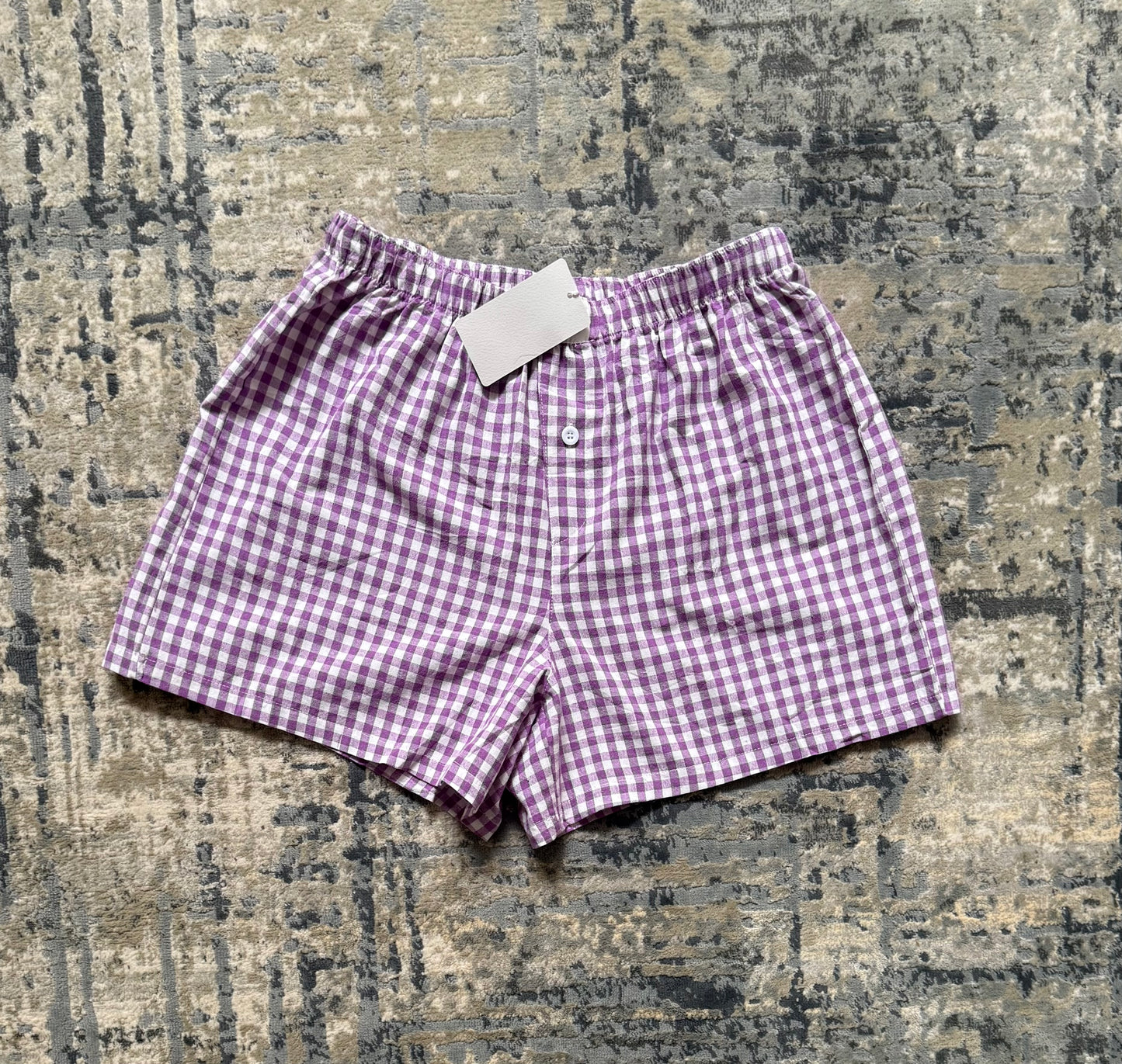 Seaside Gingham Lavender Boxer Shorts