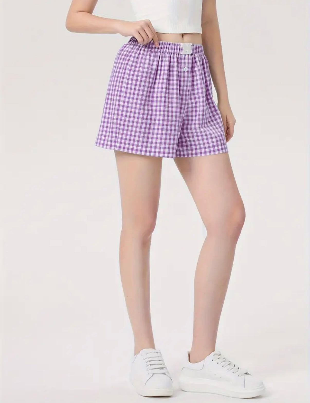 Seaside Gingham Lavender Boxer Shorts