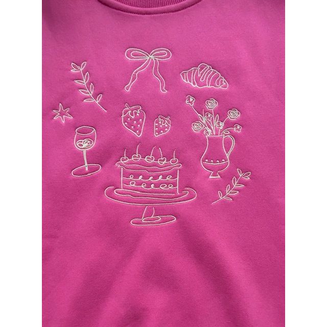 Sunday Brunch Sweatshirt Pink Embroidered Bow - Kiyana Boutique