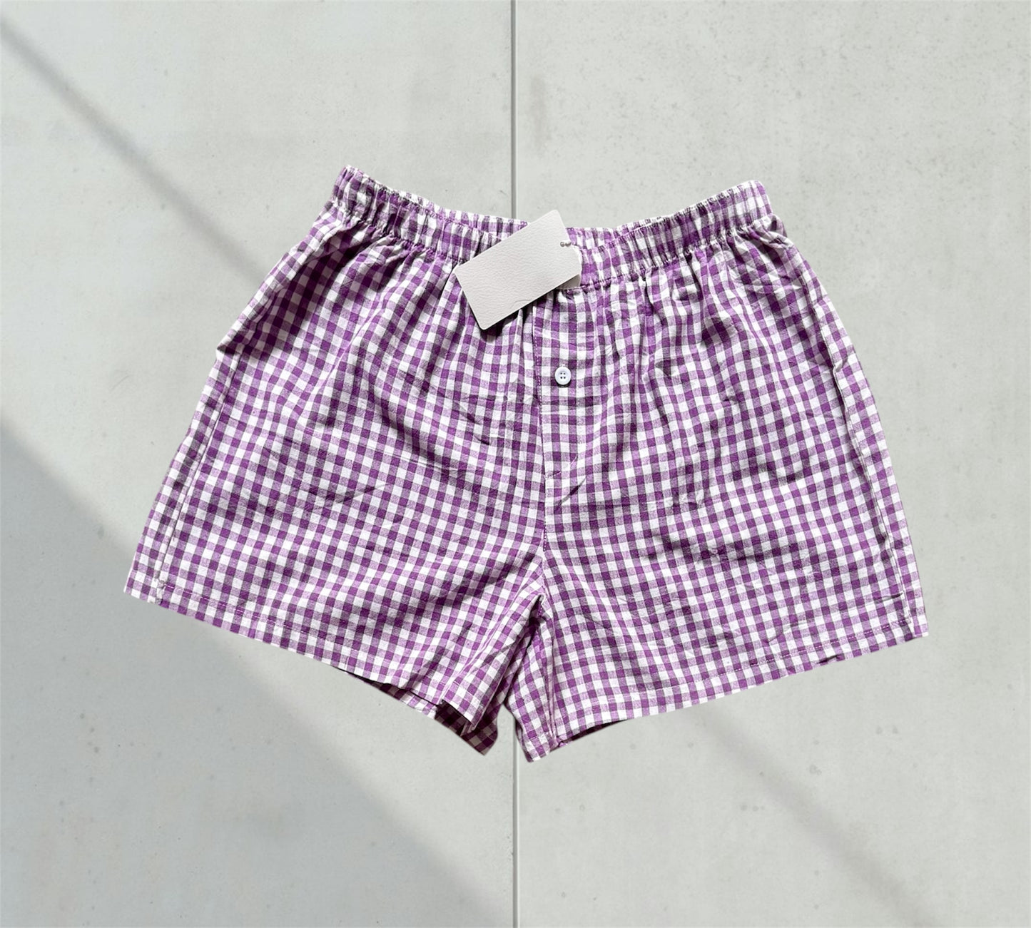 Seaside Gingham Lavender Boxer Shorts