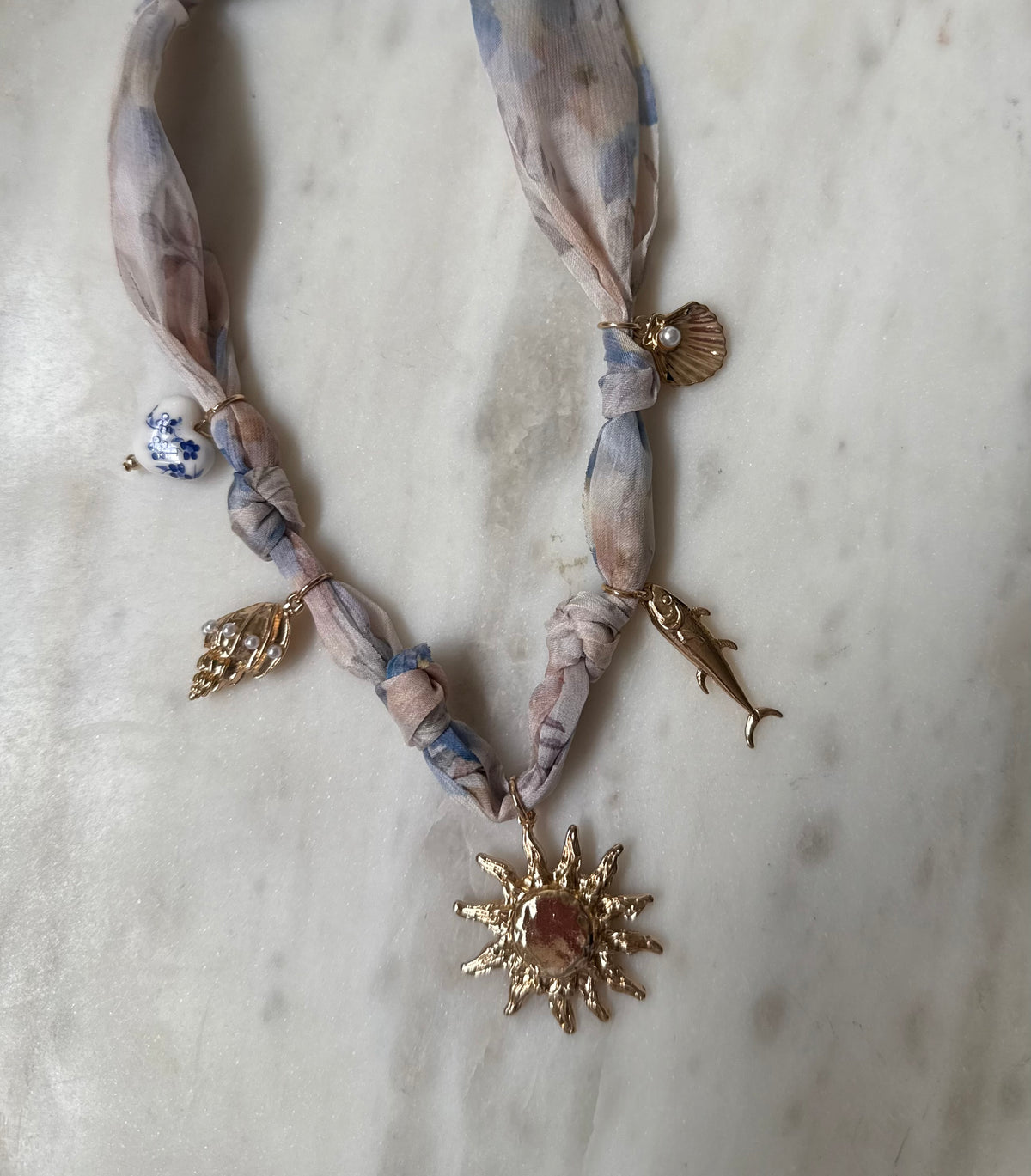Soleil Scarf Sun Charm Necklace - Kiyana Boutique