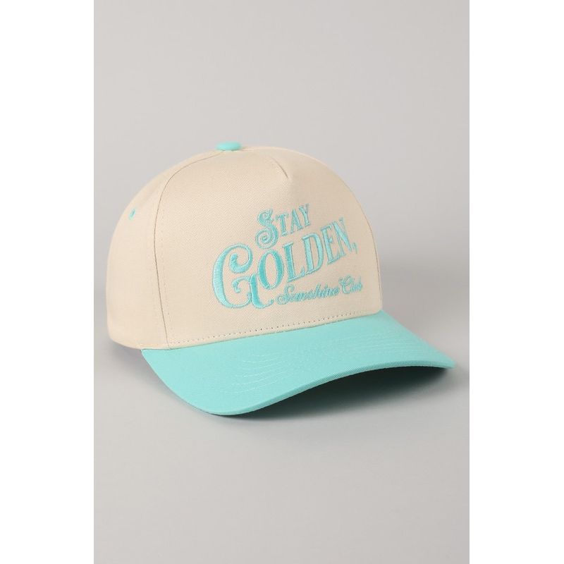 Stay Golden Sunshine Club Embroidered Trucker Hat Light Blue - Kiyana Boutique