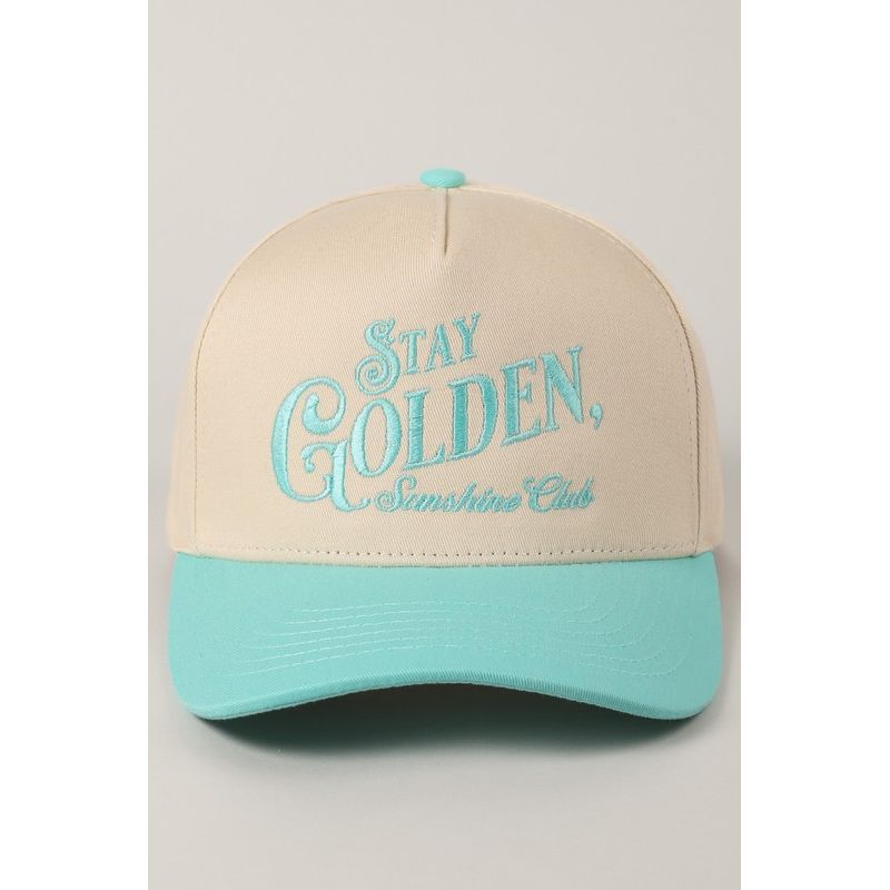 Stay Golden Sunshine Club Embroidered Trucker Hat Light Blue - Kiyana Boutique