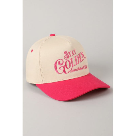 Stay Golden Sunshine Club Embroidered Trucker Hat Hot Pink - Kiyana Boutique