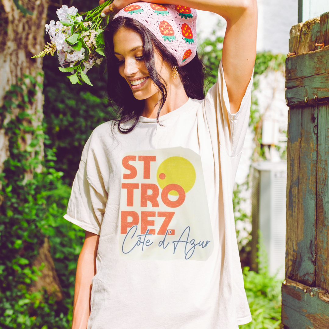 St.Tropez French Riviera Oversized Graphic Tee - Kiyana Boutique