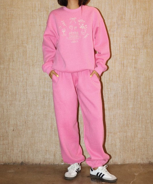 Sunday Brunch Loungewear Set Cozy Sweatshirt & Joggers Set - Kiyana Boutique