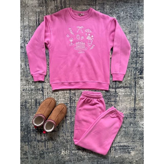 Sunday Brunch Loungewear Set Cozy Sweatshirt & Joggers Set - Kiyana Boutique