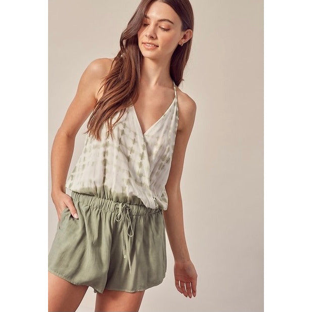 Alba Woven Tie-Dye Romper - Kiyana Boutique